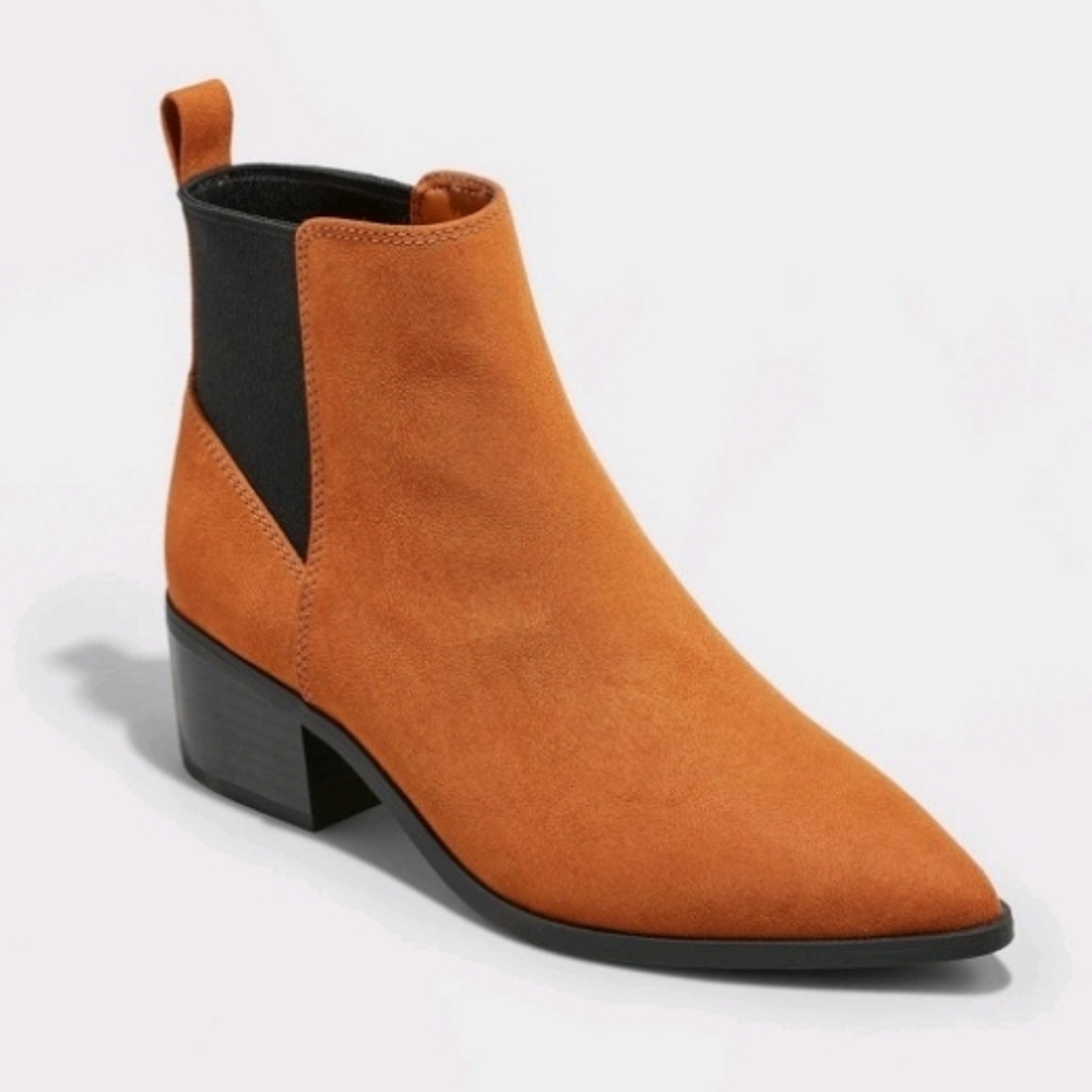 Women's Gwen Low Shaft Heeled Boots - A New Day" Cognac 6.5